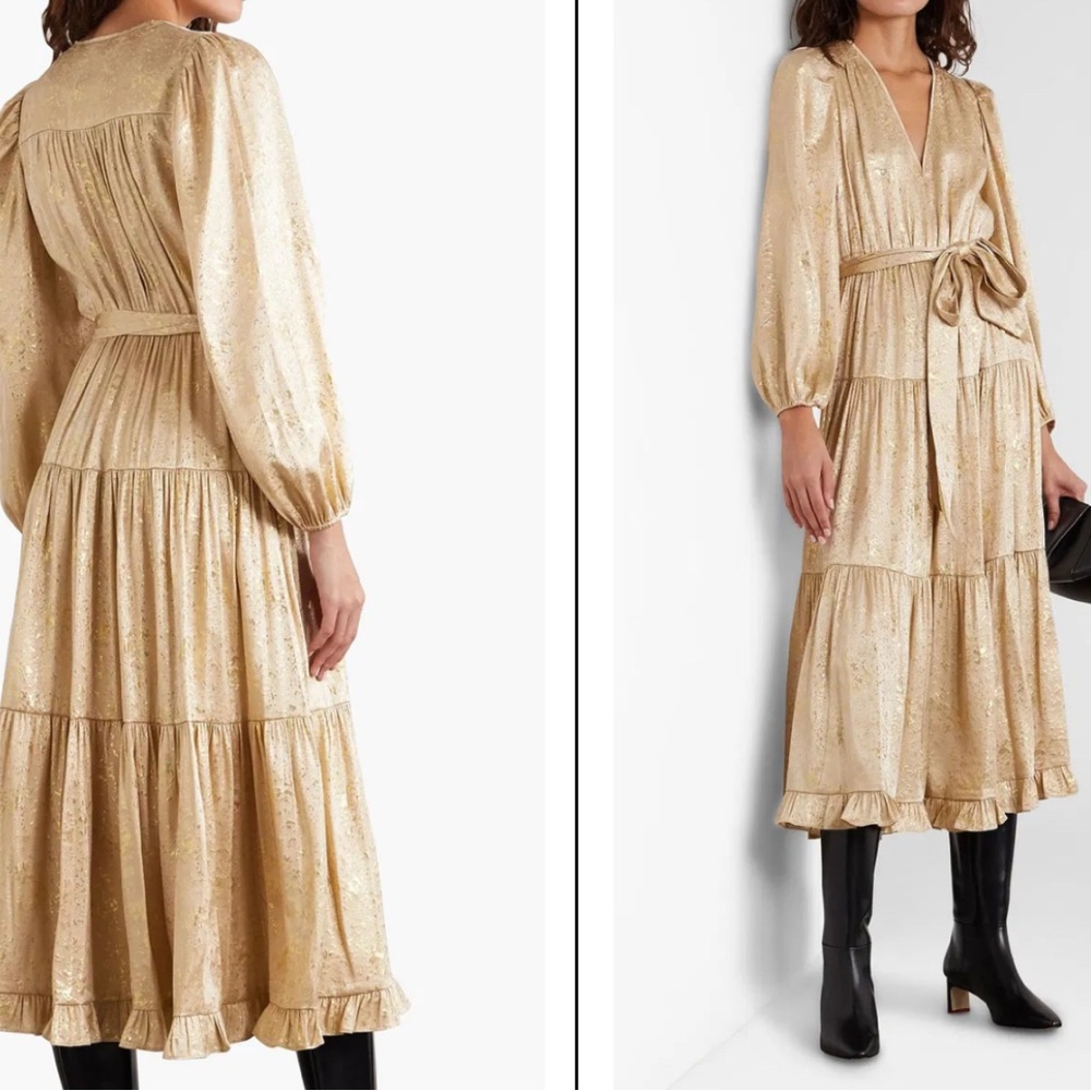 Ulla Johnson Helena Tiered Silk And Lurex-Blend Jacquard Midi Dress
